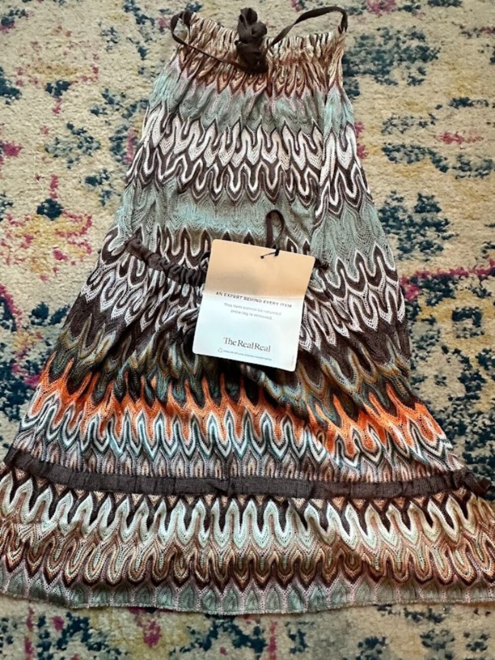 Missoni Multicolor Wave-Pattern Halter Tank Top — Green, White, Orange, Gray - Picture 5 of 11